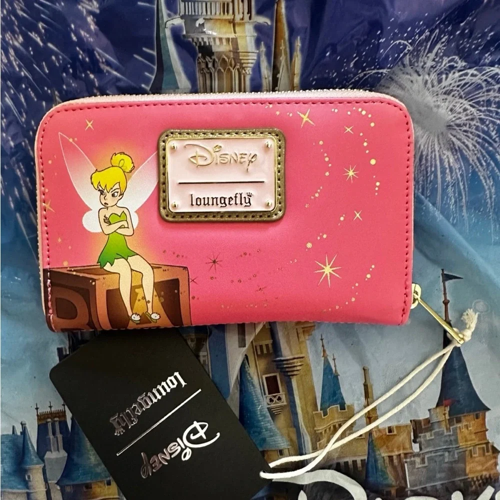 Disney Peter Pan 70th Anniversary Pink Tinker Bell Loungefly Wallet NIP - Picture 2 of 6
